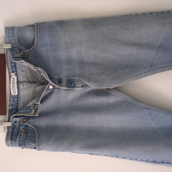 Revolve x EB Denim made from Levi's wide leg raw hem fly button Blue Jeans NWOT - Picture 2 of 8